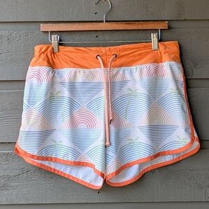 Rabbit Surf 'N Turf 4" Shorts Size Large White Orange Stripe